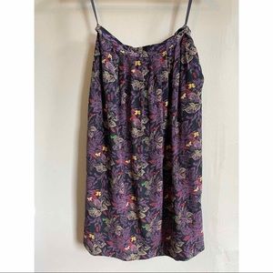 Vintage 100% pure Korean silk skirt with floral and butterflies pattern
